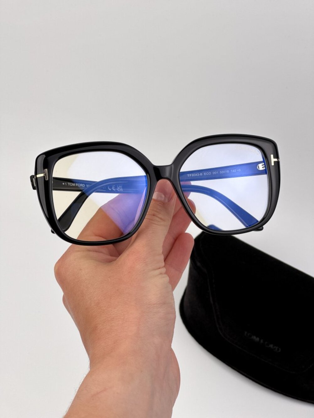 Tom Ford FT6043-B 001 Eyeglasses – Black Oversized Square Frame Blue Light Block